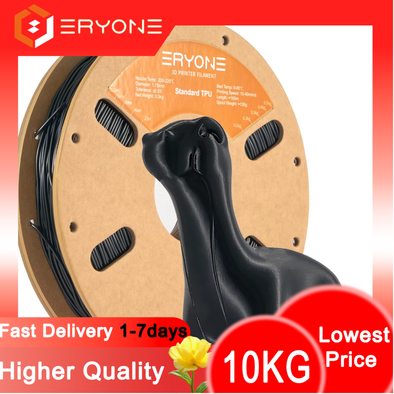 Tpu Flexible Filament - Eryone Flexible TPU Filament 1.75mm 3D
