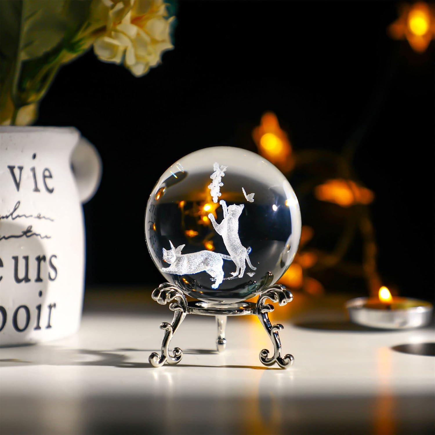 60mm Cat Crystal Ball with Met - 3D Printing Laser Cutting 评论和价格
