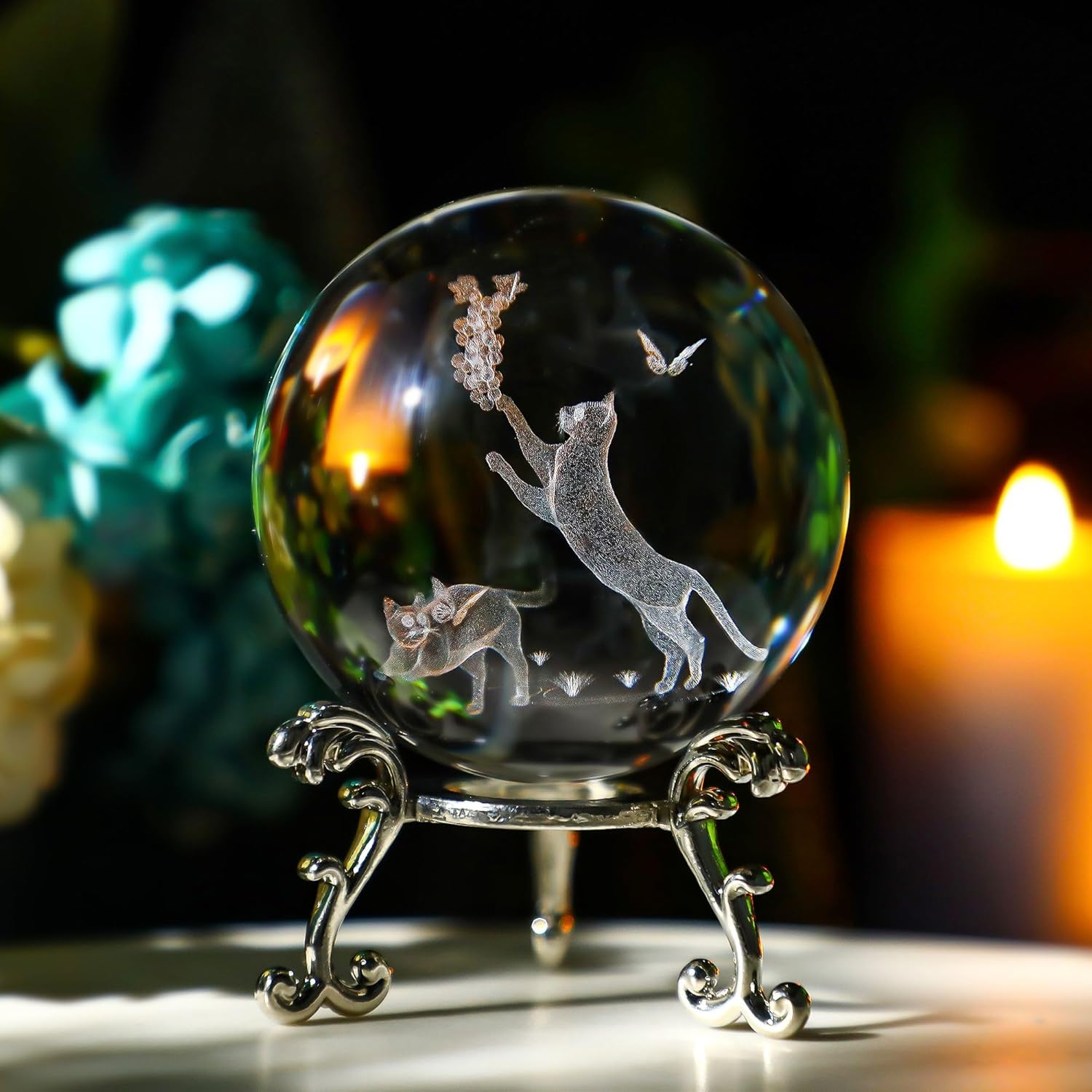 60mm Cat Crystal Ball with Met - 3D Printing Laser Cutting 评论和价格