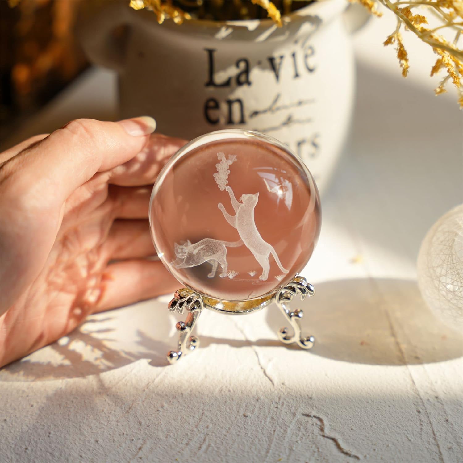 60mm Cat Crystal Ball with Met - 3D Printing Laser Cutting 评论和价格