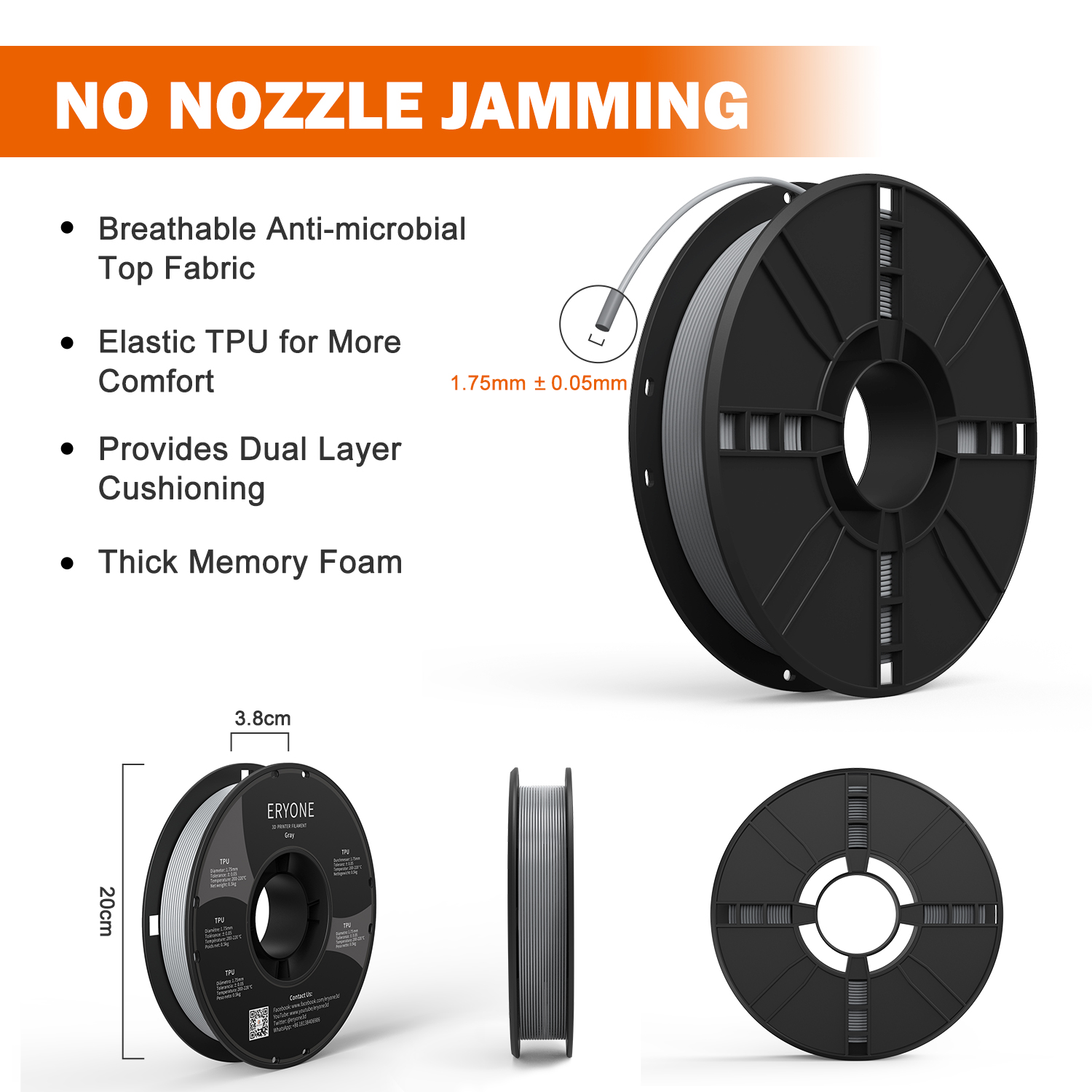 Eryone Flexible TPU Filament 1 - Tpu Flexible Filament 评论和价格